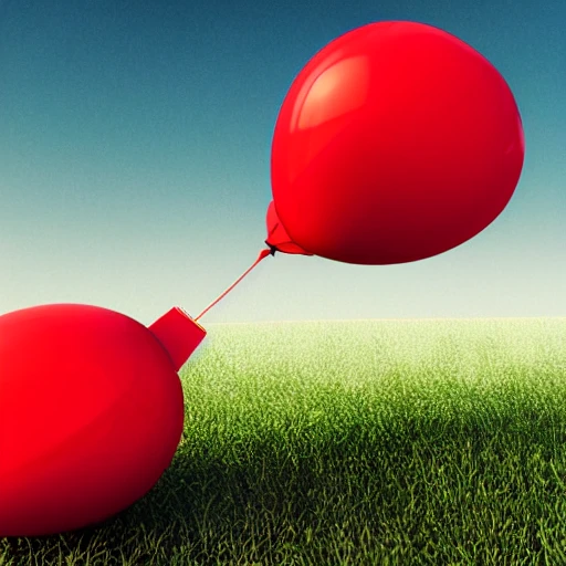 red balloon, hyper realistic, 3D