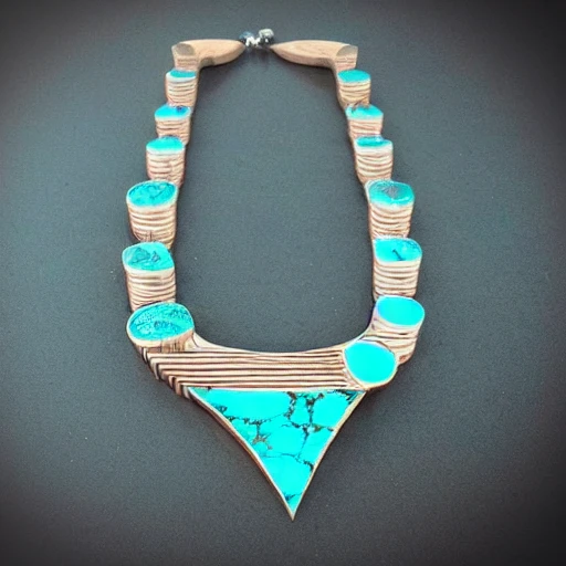 necklace, bitcoin, turquoise，lineart, wood-caving