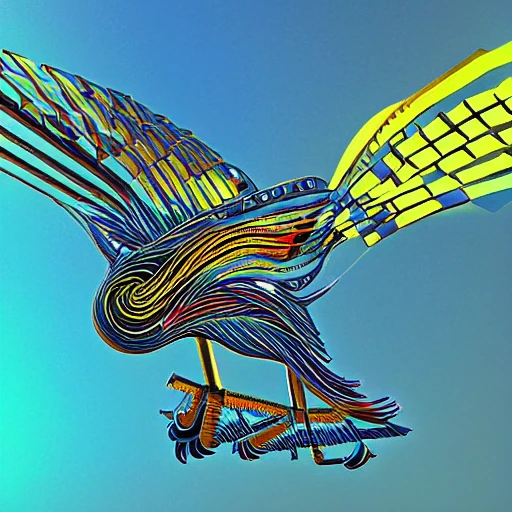 A beautiful bird，Mechanical structure, Trippy