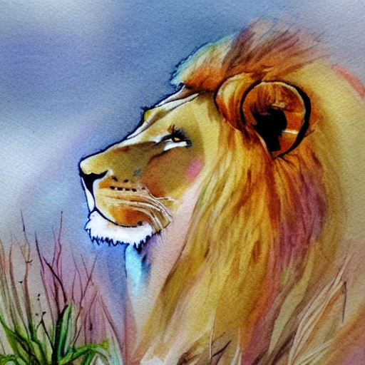 lion chat , Water Color