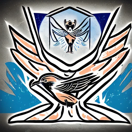 thunder bird logo design  by Banksy vector design, tarot, logo brand, Illustration, Line Art, Hand-Drawn, Graphic Novel, Visual Novel, Illustrate logo design art 