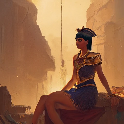 cleopatra portrait watching alexandria's library arson, highly detailed, digital painting, artstation, concept art, smooth, sharp focus, art by wlop, mars ravelo and greg rutkowski