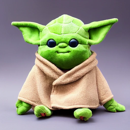 cute kawaii Squishy magister yoda plush toy, realistic texture, visible stitch line, soft smooth lighting, vibrant studio lighting, modular constructivism, physically based rendering, square image 