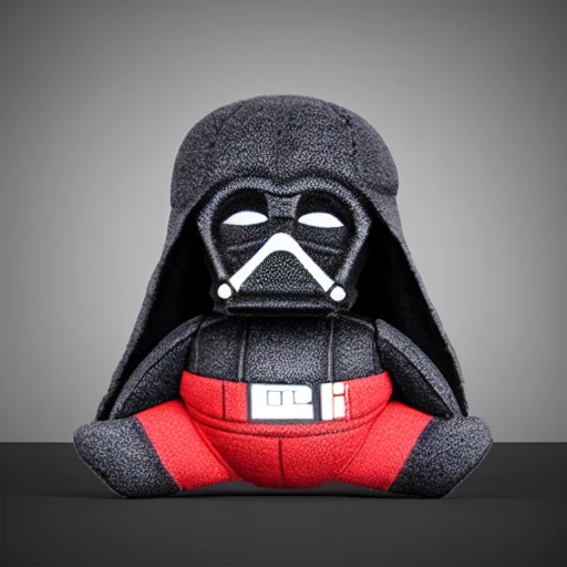 cute kawaii Squishy darth vader plush toy, realistic texture, visible stitch line, soft smooth lighting, vibrant studio lighting, modular constructivism, physically based rendering, square image 
