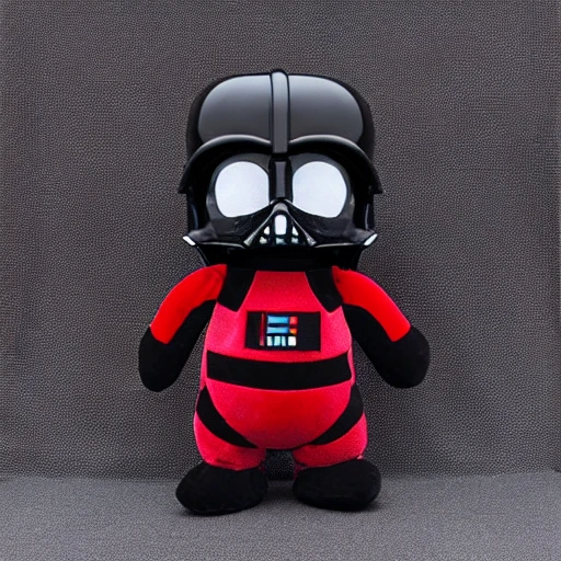 cute kawaii Squishy darth vader plush toy, realistic texture, visible stitch line, soft smooth lighting, vibrant studio lighting, modular constructivism, physically based rendering, square image 