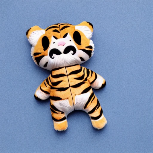 cute kawaii Squishy tiger plush toy, realistic texture, visible stitch line, soft smooth lighting, vibrant studio lighting, modular constructivism, physically based rendering, square image  -A ddim -C 13 -s 35