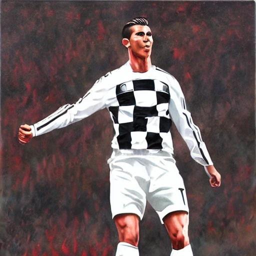 Soccer CR7 celebration oil painting
