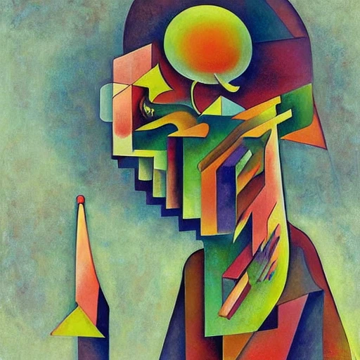 by gediminas pranckevicius, by mikhail larionov geometric, ecstatic astigmatism. a beautiful print of a person in profile, with their features appearing both in front of & behind their head. Abstract Expressionism Oil Painting Intertwined With A Eldritch Lovecraftian Zombie Head Skull, Spray Paint Texture, Drips, Kandinsky,M.C. Escher, Graffiti Texture, Brushstrokes, Abstract, Highly Detailed, Hyperealistic Fresh Paint, Harmon,big thick chunky paint strokes