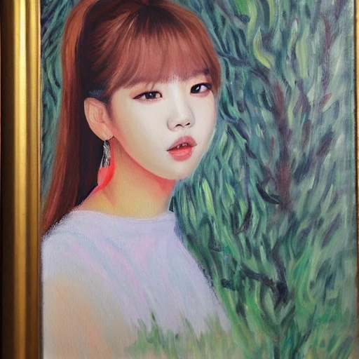 Portrait of kpop lalisa, oil painting, in the style of Monet --upbeta --v 4 --q 2, 3D