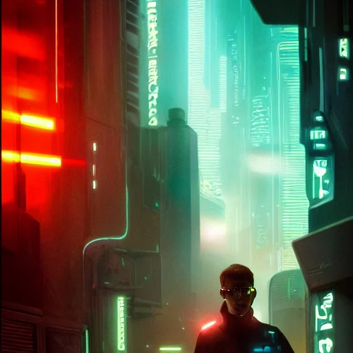 portrait futuristic, french cyberpunk male, blade runner character, visor, futuristic cyberpunk night, ssci-fi, fantasy, intricate, neon light, highly detailed, digital painting, artstation, concept art, soft light, hdri, smooth, sharp focus, illustration, art by tian zi and craig mullins and WLOP and alphonse mucha