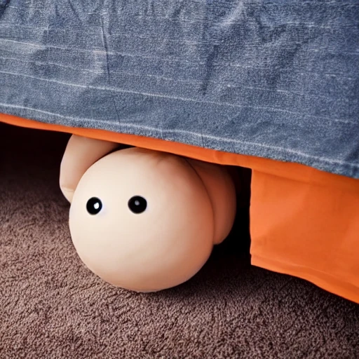 monster peeking out from underneath the bed