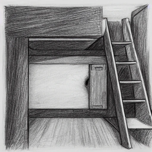 monster peeking out from underneath the bed, Pencil Sketch