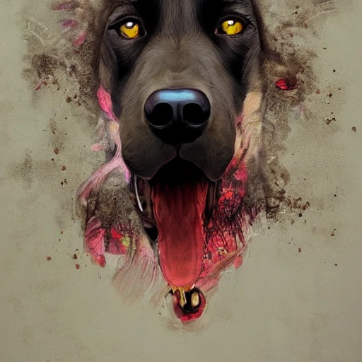 portrait of belgian malinois as zombie. intricate abstract. intricate artwork. by Tooth Wu, wlop, beeple, dan mumford. octane render, trending on artstation, greg rutkowski, very coherent symmetrical artwork. cinematic, hyper realism, high detail, octane render, 8k, iridescent accents, deep blacks, Water Color