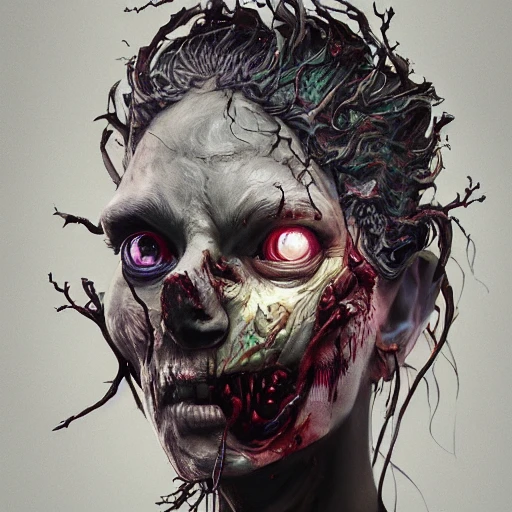 portrait of zombie. intricate abstract. intricate artwork. by Tooth Wu, wlop, beeple, dan mumford. octane render, trending on artstation, greg rutkowski, very coherent symmetrical artwork. cinematic, hyper realism, high detail, octane render, 8k, iridescent accents, deep blacks, Water Color