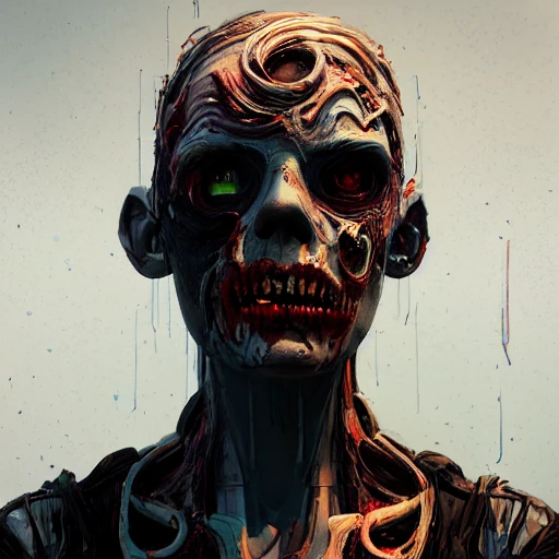 portrait of zombie. intricate abstract. intricate artwork. by Tooth Wu, wlop, beeple, dan mumford. octane render, trending on artstation, greg rutkowski, very coherent symmetrical artwork. cinematic, hyper realism, high detail, octane render, 8k, iridescent accents, deep blacks, Water Color, 3D, Oil Painting