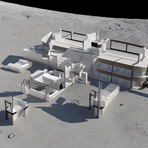 spain apartment on the Moon , 3D