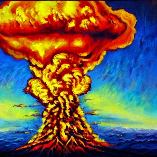 nuclear explosion, , Oil Painting