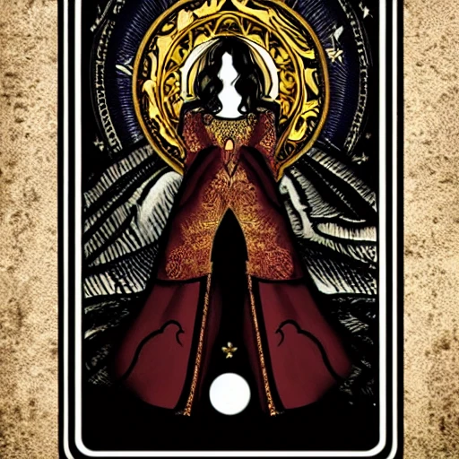 card tarot, the empress, dark soul, hyperrealistic, cinematic