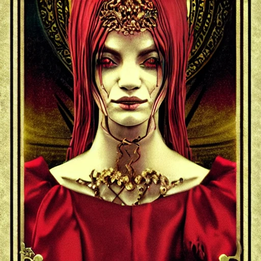 card tarot, the empress, dark soul, hyperrealistic, cinematic, 3D