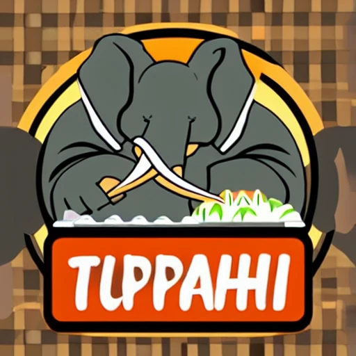elephant eating sushi, simple, as a logo