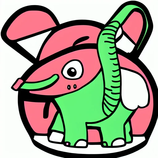 elephant eating sushi, simple, as a logo, Cartoon