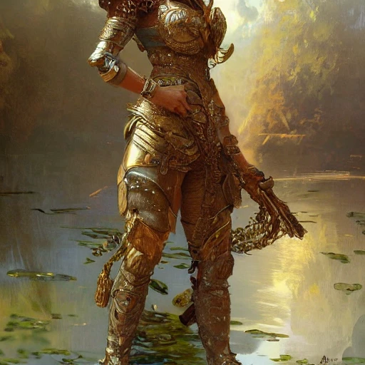 redshift style, painted portrait of a fighter in chain armour, feminine, mature, beautiful, upper body, fantasy, intricate,  elegant, highly detailed, digital painting, artstation, concept art, smooth, sharp focus, illustration, art by gaston bussiere and alphonse mucha