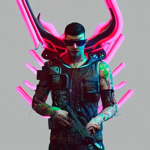cyberpunk angry male hunter, character, alterd carbon, cyberpunk, blade runner, , neon, tattoo, sweat drops, insane, intricate, highly detailed, digital painting, artstation, concept art, smooth, sharp focus, illustration, Unreal Engine 5, 8K, portrait,  3D