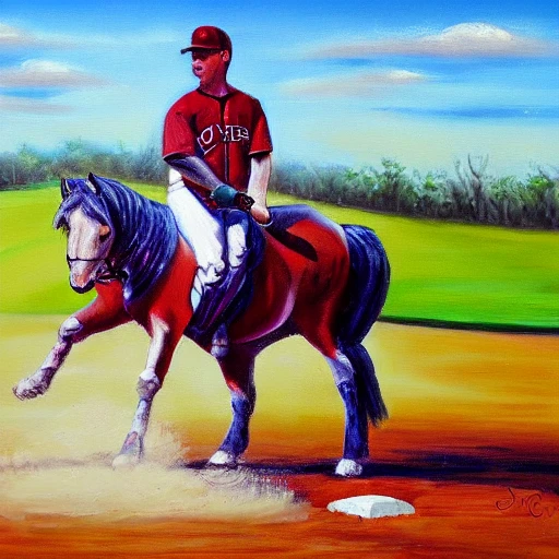 Baseball horse, Oil Painting