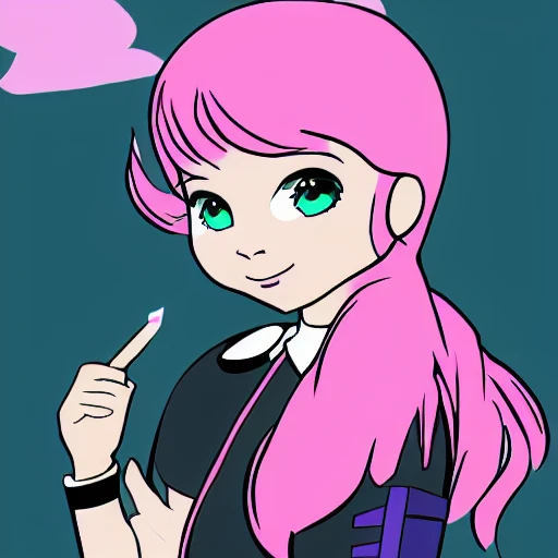 , Cartoon，A girl with pink hair, noble uniform, lovely