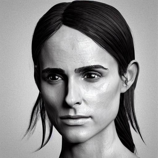 Jordana Brewster, sculpture by Michelangelo, Artgerm, 3d render,Hyper-Realistic, marble,  very detailed,  full digital scan, 8k ,