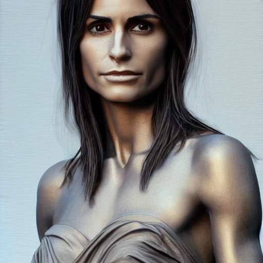 Jordana Brewster, sculpture by Michelangelo, Artgerm, 3d render,Hyper-Realistic, marble,  very detailed,  full digital scan, 8k ,