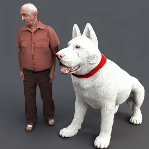 dog with his master, 3D