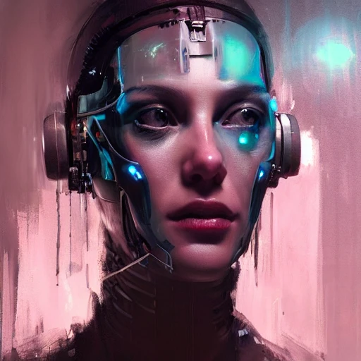 Professional impressionist painting of an AI humanoid with cyber ...