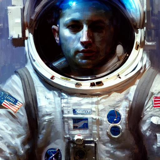 Professional impressionist painting of an astronaut in the style ...