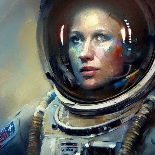 Professional impressionist painting of an astronaut in the style ...