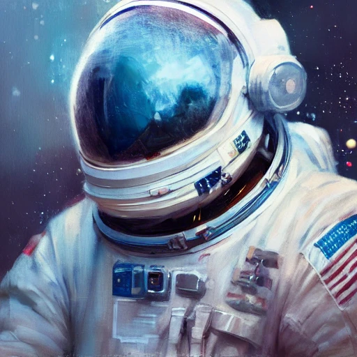 Professional impressionist painting of an astronaut in the style ...