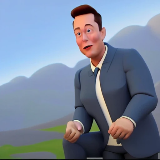 screenshot of Elon Musk in twitter in a pixar movie. 3 d rendering. unreal engine. amazing likeness. very detailed. cartoon caricature.