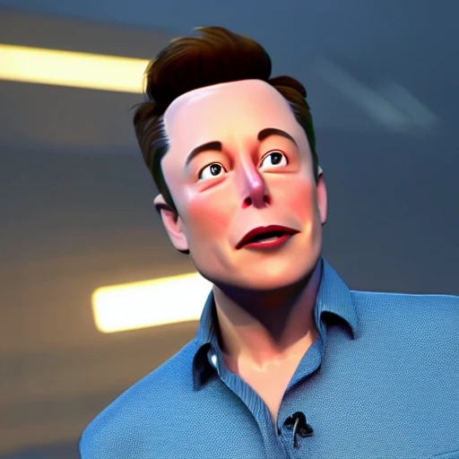 screenshot of Elon Musk in a pixar movie. 3 d rendering. unreal engine. amazing likeness. very detailed. cartoon caricature.