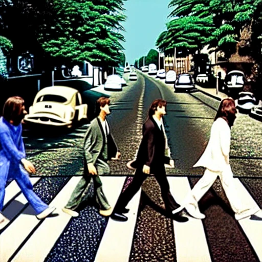  Patrick Stars crossing Abbey Road like the beatles music album