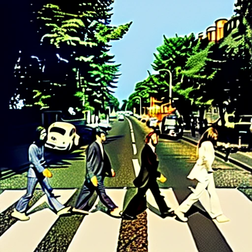 thieves crossing Abbey Road like the beatles music album