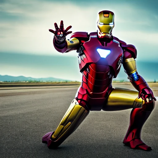 Realistic photo of iron man realistic, driving a electric motor, extremely detailed, natural light, 8k, full body