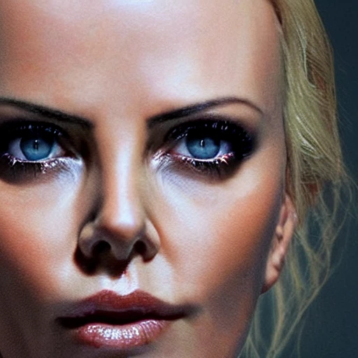 Charlize Theron photo ultra realistic perfect eyes, perfect face, perfect nose, nasty lips, HDR, ultra detailed 