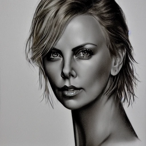 charlize thero nude, full body, perfect face, pencil sketch, perfect eyes, symmetric and big breasts, blonde, stunning, hyperrealistic, breasts exposed, intricate, luscious lips, HDR 