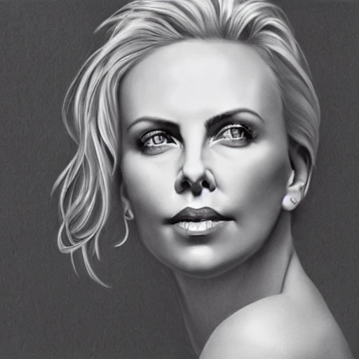 Charlize Theron, smoking a cigarette, draw, full body, view, ultra realistic perfect eyes, perfect face, perfect nose, nasty lips, smoke, perfect body, breast exposed,, ultra detailed , Pencil Sketch