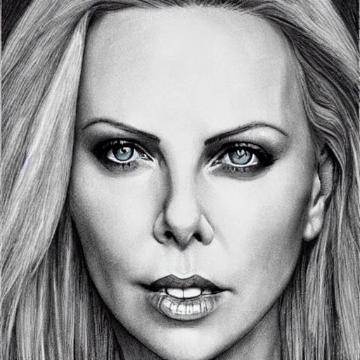 Charlize Theron, smoking a cigarette, draw, full body, view, ultra realistic perfect eyes, perfect face, perfect nose, nasty lips, smoke, perfect body, breast exposed,, ultra detailed , Pencil Sketch