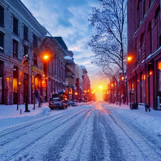 hyper realistic photo, montreal city, city street, snow, winter ...
