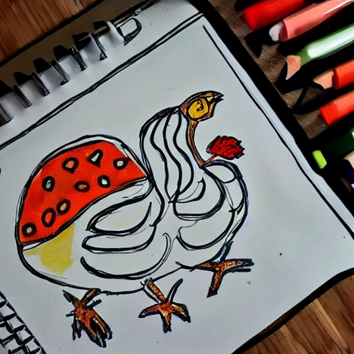 a turkey drawn using a child's hand, doodle