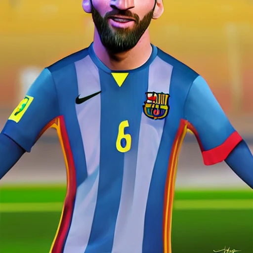 Pencil Sketch Leo Messi in a pixar movie playing football with mate 3 d rendering. unreal engine. amazing likeness. very detailed. cartoon caricature.