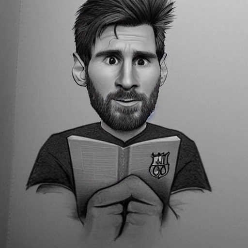 Messi Cartoon Colour Pencil Sketch · Creative Fabrica