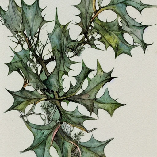 Realistic Watercolor Painting Of A Branch Of Holly On A White Ba   6376dfc4 9b5b.webp